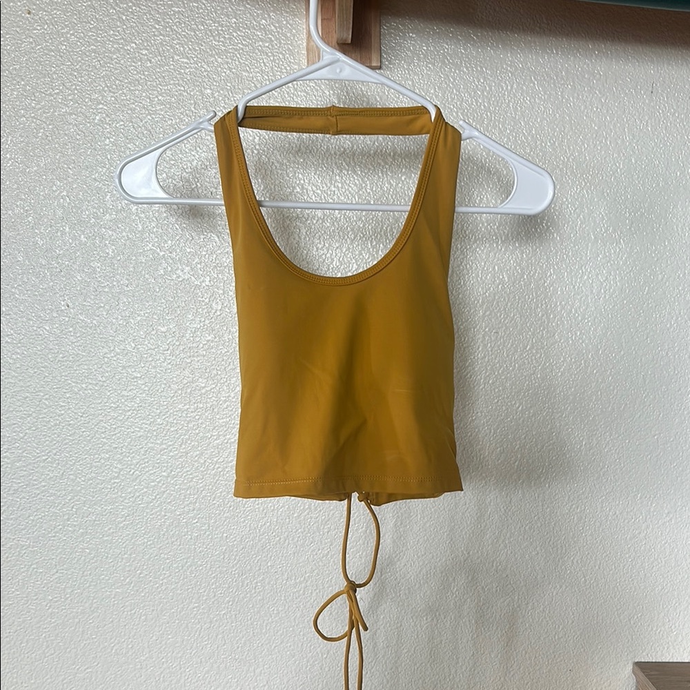HALARA mustard yellow halter corset back tank